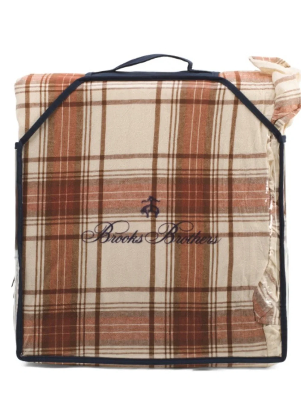 BROOKS BROTHERS Cotton Percale Plaid Duvet Cover Set With Ruffle Trim